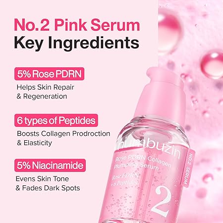 numbuzin No.2 Rose PDRN Collagen Plumping Serum, Hydrating & Firming Serum with Peptides, Plump, Glowing Skin