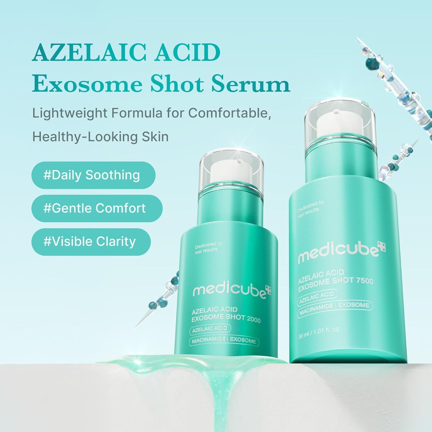 medicube Exosome Shot Azelaic Acid 2,000 PPM Spicule Facial Serum | Calm Redness Due to Dryness | Ideal for Use After Spot Care, Uneven Skin | Azelaic Acid, Niacinamide | Korean Skincare