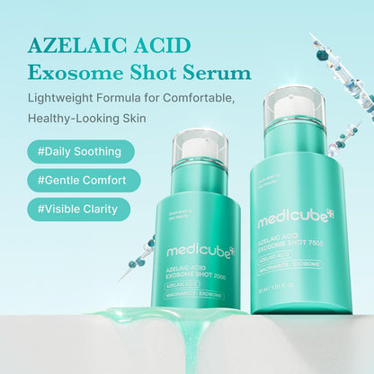 medicube Exosome Shot Azelaic Acid 2,000 PPM Spicule Facial Serum | Calm Redness Due to Dryness | Ideal for Use After Spot Care, Uneven Skin | Azelaic Acid, Niacinamide | Korean Skincare