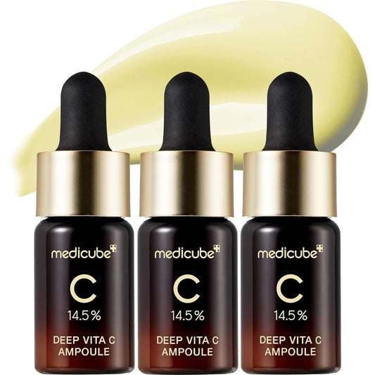 MEDICUBE Deep Vita C Serum 2.0, Pure Vitamin C for Radiance & Glow, Helps Improve the Look of Uneven Skin Tone, Korean Skincare (10 g × 3 Bottles)