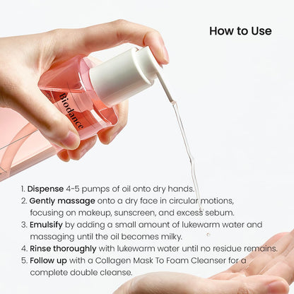 BIODANCE Collagen Cleansing Oil, Facial Oil Cleanser, Gentle Makeup Remover, Bleackhed and Whitehead Remover for Sensitive Skin, Korean Skin Care