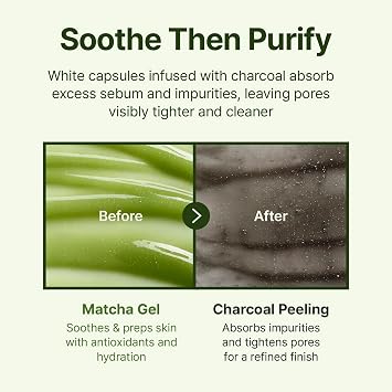 CENTELLIAN 24 Madeca Matcha Toning Peeling Gel - Facial Exfoliator Facial Exfoliator with Matcha-TECA, Charcoal Capsules and Cellulose for Smooth Texture, Sebum Care and Clarity, 5.07 fl oz