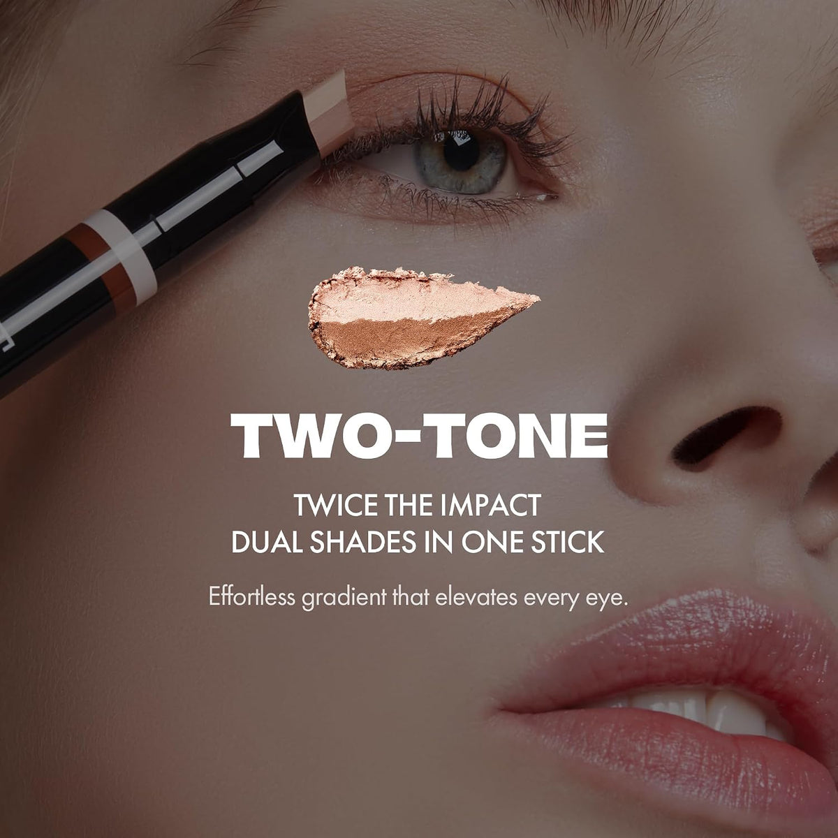 ELROEL Blanc Double Shadow Stick - 48HR Long Lasting Dual-Tone Eye Shadow Pencil - Combines Glitter w/Soft Matte or Shimmer, Waterproof & Smudge-Proof Eyeshadow Makeup (#10 Blue Lemon-Peach)