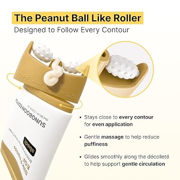 SUNGBOON EDITOR Silk Peptide EGF Intensive Gua Sha Neck Cream, 2.70 fl oz Peanut Ball Roller Gua Sha, 30-Type Silk Peptide Complex & EGF, Lifts&Smooths Neck Lines, Non-Sticky Neck & Décolleté Cream