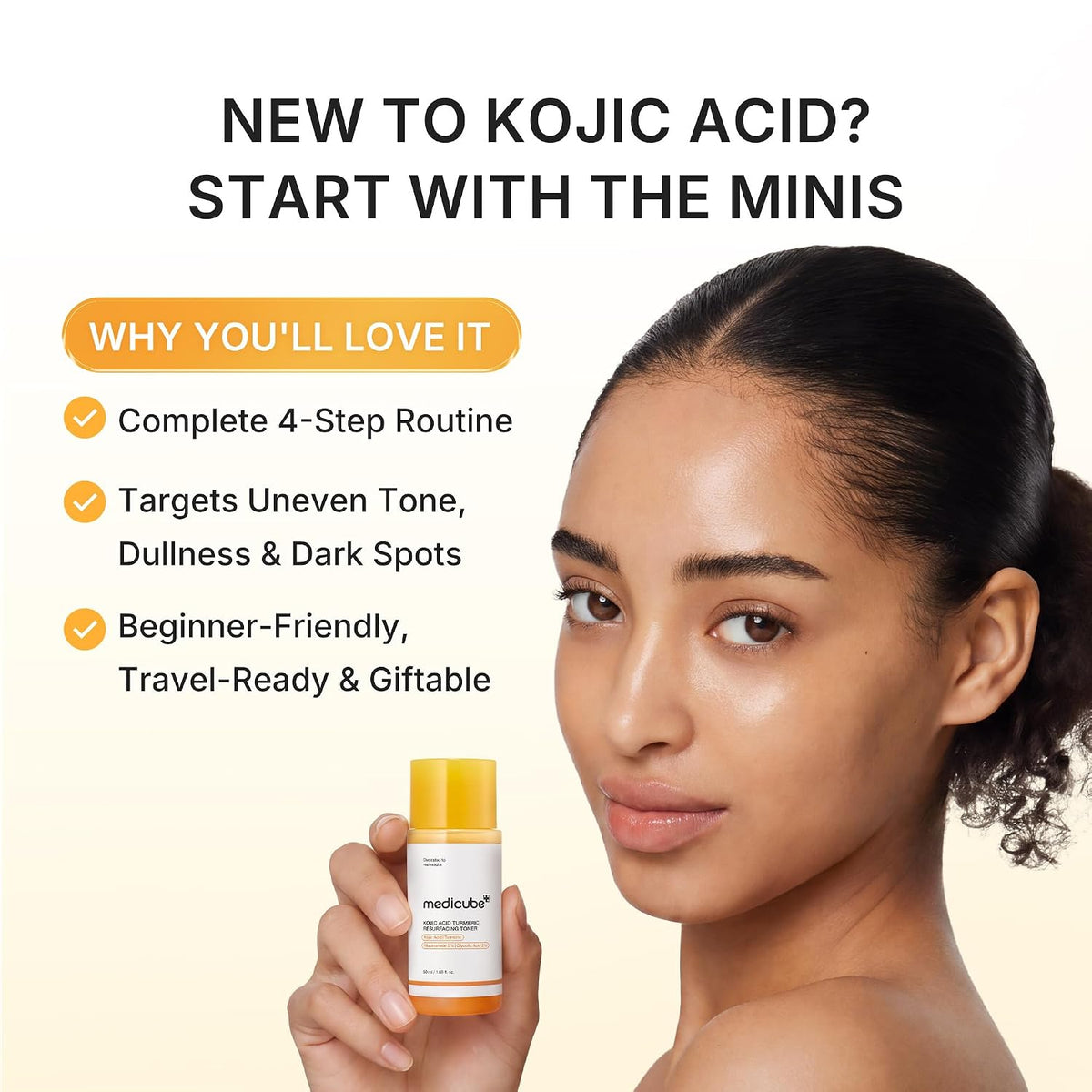 Medicube starter kit kojic brightening essentials, mini 4-step skincare set