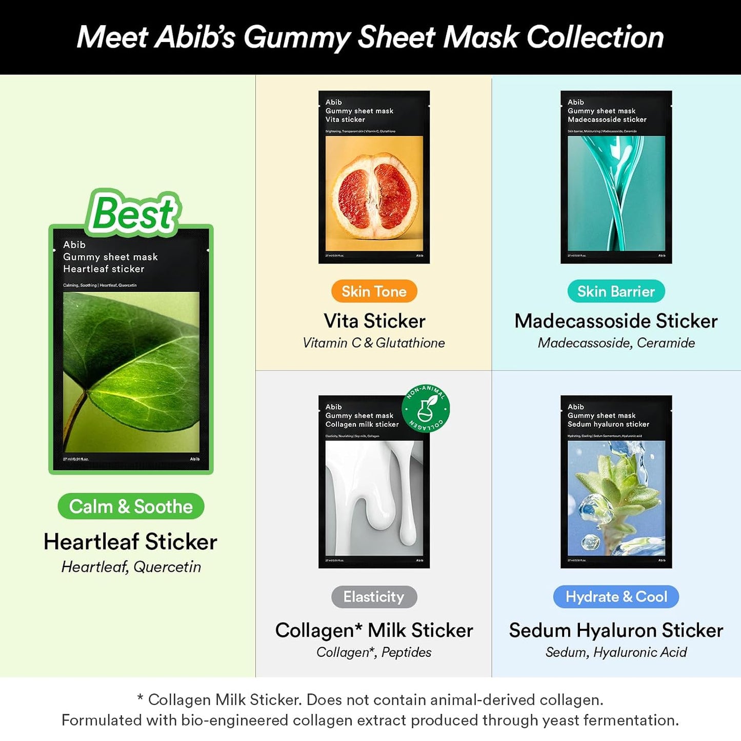 Abib Gummy Sheet Mask Milk Sticker 1 Sheets (Elasticity) Korean Face Mask for Sensitive Skin, Soothing & Redness Relief, Daily Skincare Treatment, K-Beauty Sheet Mask