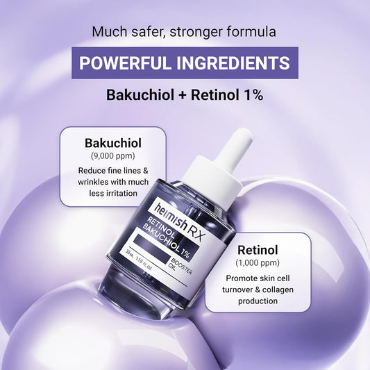 HEIMISH RX Retinol Bakuchiol Booster Oil - Anti Aging Serum, Face Serum for Firming, Anti Wrinkle, Skin Elasticity, Hydrating with Retinol, Non-greasy Formula, Korean Skincare