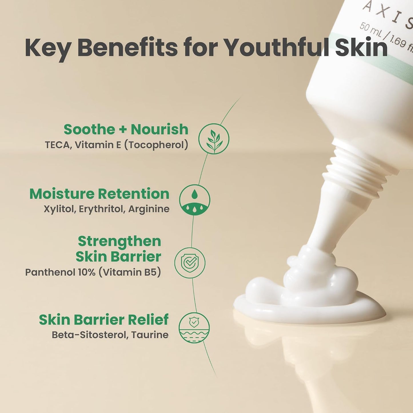 AXIS-Y Panthenol 10 Skin Smoothing Shield Cream - Daily Facial Moisturizer Barrier Cream for Long Lasting Hydration & Soothing - Vegan Korean Skin Care Face Lotion