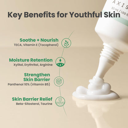 AXIS-Y Panthenol 10 Skin Smoothing Shield Cream - Daily Facial Moisturizer Barrier Cream for Long Lasting Hydration & Soothing - Vegan Korean Skin Care Face Lotion