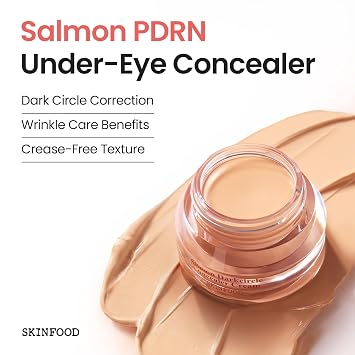 SKINFOOD Salmon PDRN Dark Circle Concealer Cream - 2 Beige, Under Eye Concealer for Dark Spots and Wrinkles, Full Coverage, Stocking Stuffer, 10 g (0.35 Oz)