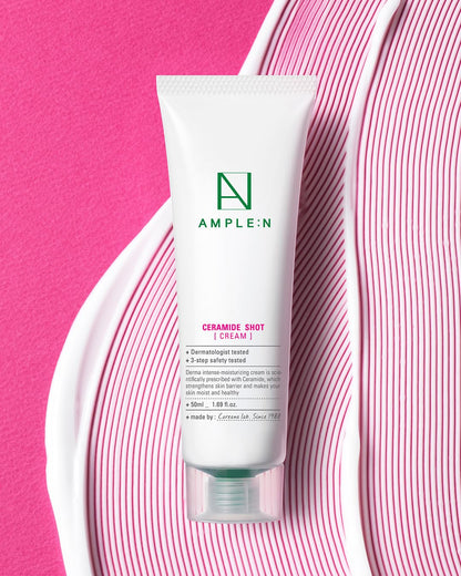AMPLE:N Ceramide Shot Cream - Hydrating Moisturizer Unscented for Dry and Sensitive Skin – Strengthening Skin Barrier – Skin Repair Cream for Rough Skin