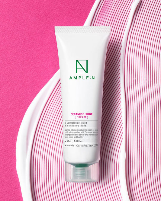 AMPLE:N Ceramide Shot Cream - Hydrating Moisturizer Unscented for Dry and Sensitive Skin – Strengthening Skin Barrier – Skin Repair Cream for Rough Skin