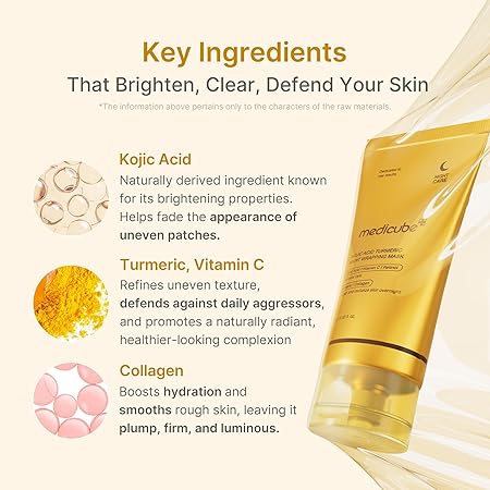 medicube Wrapping Mask Kojic Acid, Turmeric, Vitamin C Overnight Peel Off Facial Mask | Brighten & Defends Against Skin Stress for a Clear, Glowing Complexion