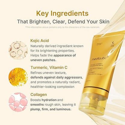 medicube Wrapping Mask Kojic Acid, Turmeric, Vitamin C Overnight Peel Off Facial Mask | Brighten & Defends Against Skin Stress for a Clear, Glowing Complexion