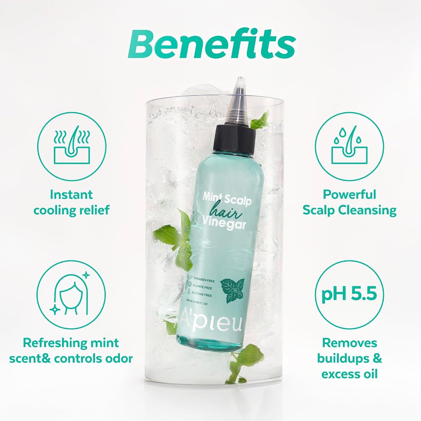 A’PIEU Mint Hair Vinegar Rinse for Cooling, Dandruff & Buildup Removal, Clarifying Scalp Care, Fresh Mint Scent, Detox & Refreshing Treatment, pH Balancing, Korean Hair Care