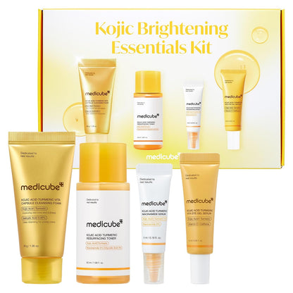 Medicube starter kit kojic brightening essentials, mini 4-step skincare set