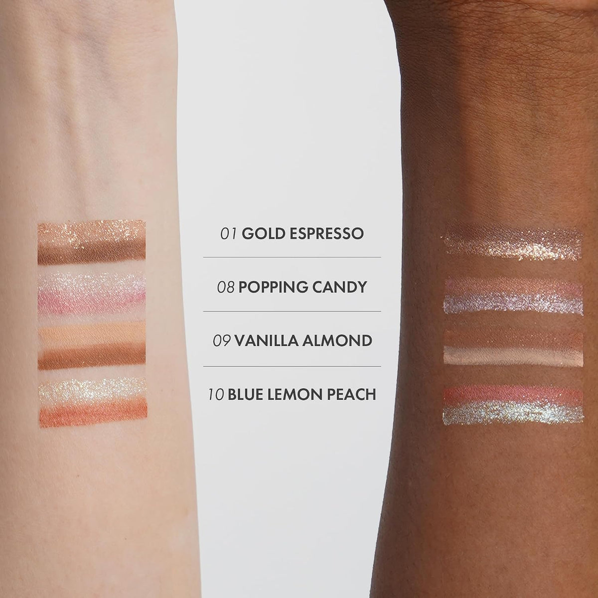 ELROEL Blanc Double Shadow Stick - 48HR Long Lasting Dual-Tone Eye Shadow Pencil - Combines Glitter w/Soft Matte or Shimmer, Waterproof & Smudge-Proof Eyeshadow Makeup (#10 Blue Lemon-Peach)