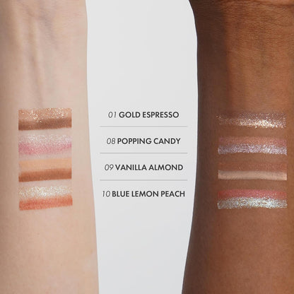 ELROEL Blanc Double Shadow Stick - 48HR Long Lasting Dual-Tone Eye Shadow Pencil - Combines Glitter w/Soft Matte or Shimmer, Waterproof & Smudge-Proof Eyeshadow Makeup (#10 Blue Lemon-Peach)