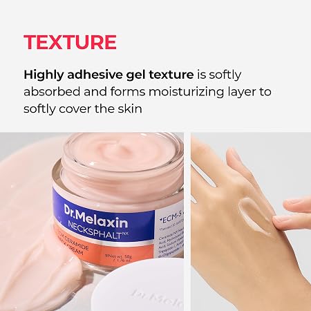 Dr.Melaxin Necksphalt Firming Cream with ECM-5 20,000ppm, Firming & Lifting Neck Cream for Wrinkles & Sagging Skin, Ceramide & Collagen for Elasticity & Radiant Glow