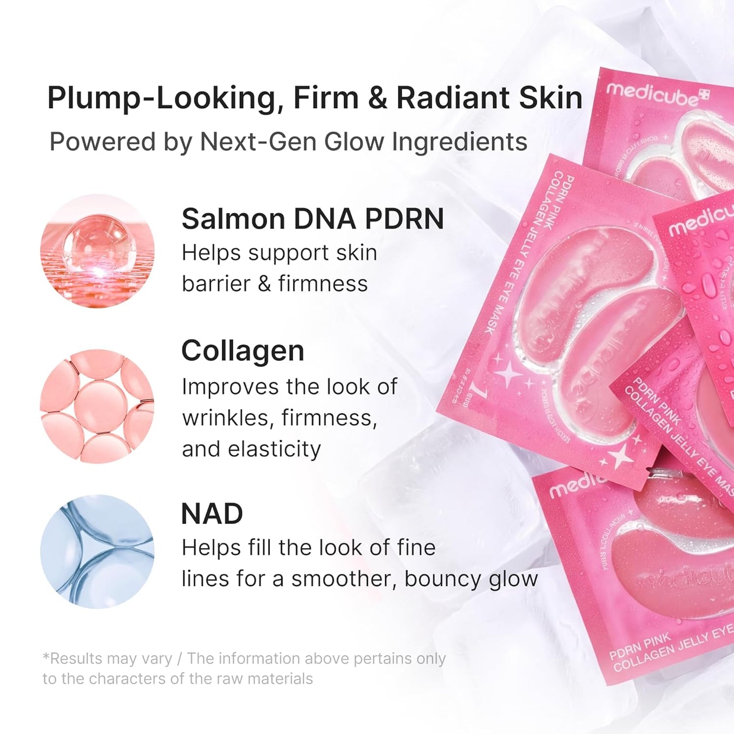 medicube PDRN Pink Collagen Jelly Eye Mask - One (1) Pair, Hydrogel Eye Patches with PDRN, Collagen, NAD, Refreshing for Puffy, Tired Eyes, Firming for Look of Wrinkles, Fine Lines, Korean Skincare