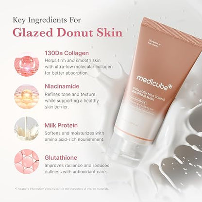 medicube Wrapping Mask Collagen Glazed Milky Glow Daytime Peel Off Mask | Quick and Easy Care with Glutathione, Niacinamide for Plumped, Hydrated & Smooth Skin