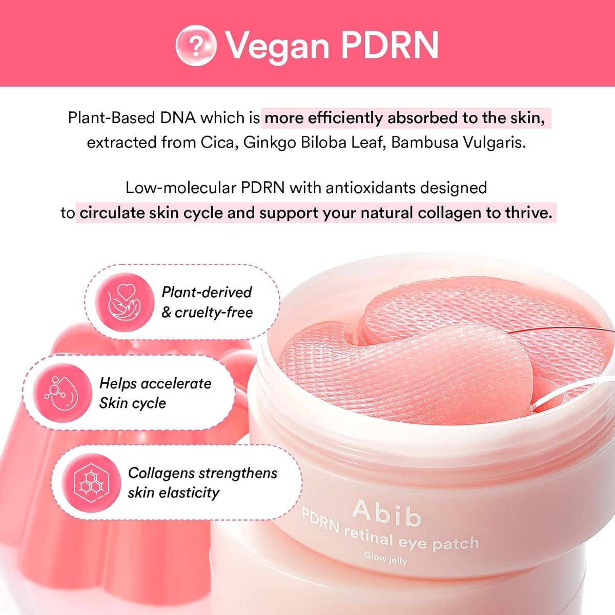 Abib Pink Me Up PDRN 3 Step Glow Kit, Overnight Firming Jelly Mask, PDRN Retinal Eye patches, PDRN Lip Mask, Korean Skincare Set