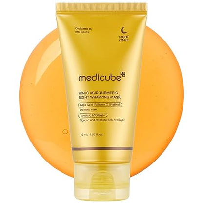 medicube Wrapping Mask Kojic Acid, Turmeric, Vitamin C Overnight Peel Off Facial Mask | Brighten & Defends Against Skin Stress for a Clear, Glowing Complexion