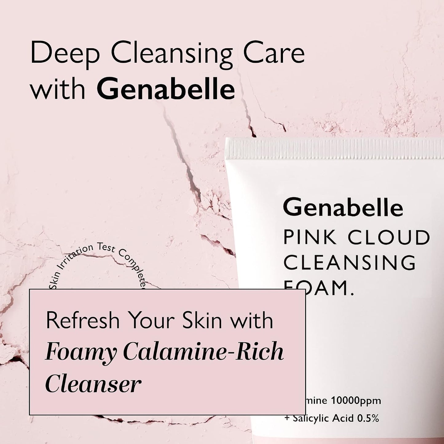 Genabelle Pink Cloud Cleansing Foam - Hydrating Gentle Face Cleanser with Salicylic Acid and Calamine Powder for Blemish Care, Deep Cleansing Face Wash for Normal to Oily Skin