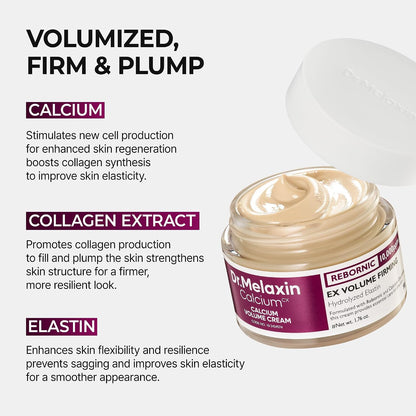 Dr.Melaxin Calcium Intense Firming Cream with Collagen & Elastin, Lifting & Volumizing Face Cream for Sagging Skin, Niacinamide for Plumping Care