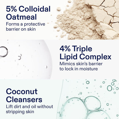 Skinfix Pre-Biotic Face + Body Foaming Oil Cleanser - Hydrates, Calms with Colloidal Oatmeal, Triple Lipid Complex & Coconut - Accepted by the National Eczema Association - Cruelty Free