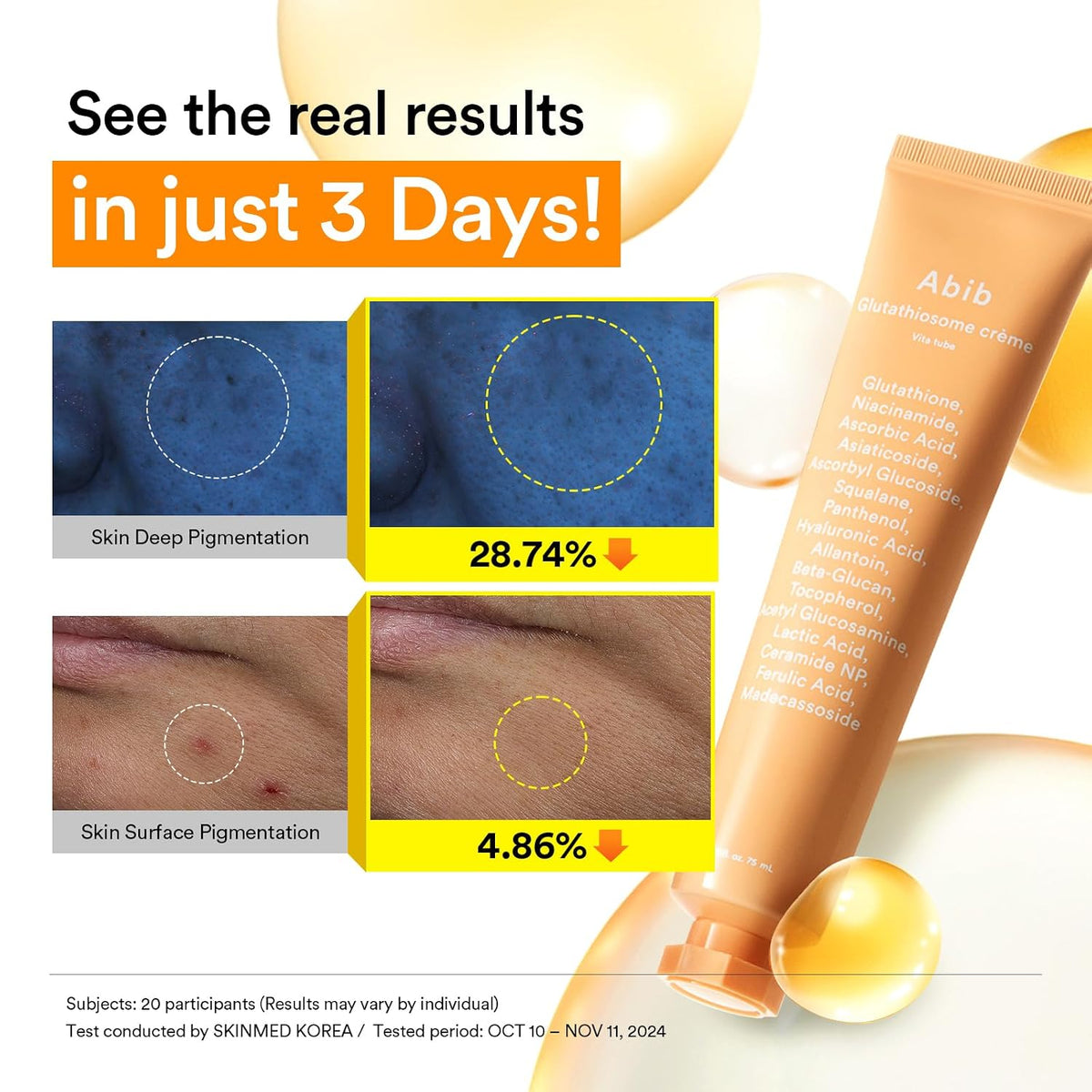 Abib Glutathiosome Cream Vita Tube, Face Moisturizer with Niacinamide & Vitamin C for Dull, Uneven Looking Skin Tone, Hydrating Gel Cream, Korean Skincare