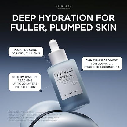SKIN1004 Hyalu TECA Plumping Ampoule, Hyaluronic Acid Serum for Dewy Glow Skin, Hydrating Face Serum with Soothing Centella & Ceramide, Peptides for Firming Skin