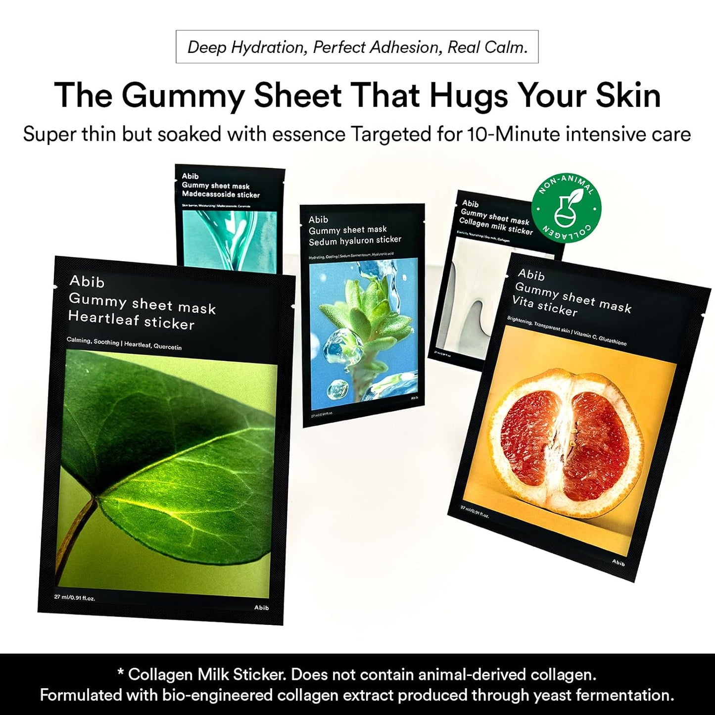 Abib Gummy Sheet Mask Heartleaf Sticker 1 Sheets (Soothing) Korean Face Mask for Sensitive Skin, Soothing & Redness Relief, Daily Skincare Treatment, K-Beauty Sheet Mask