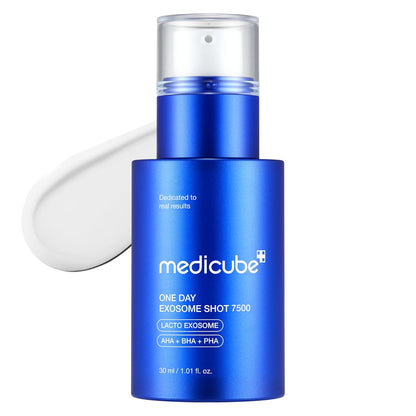 medicube Exosome Shot Zero 7,500 PPM Spicule Facial Serum | Liquid Skin Booster Serum | Exosome, AHA+BHA+PHA | Pore Care, Dead Skin Cells, Skin Texture | Korean Skincare
