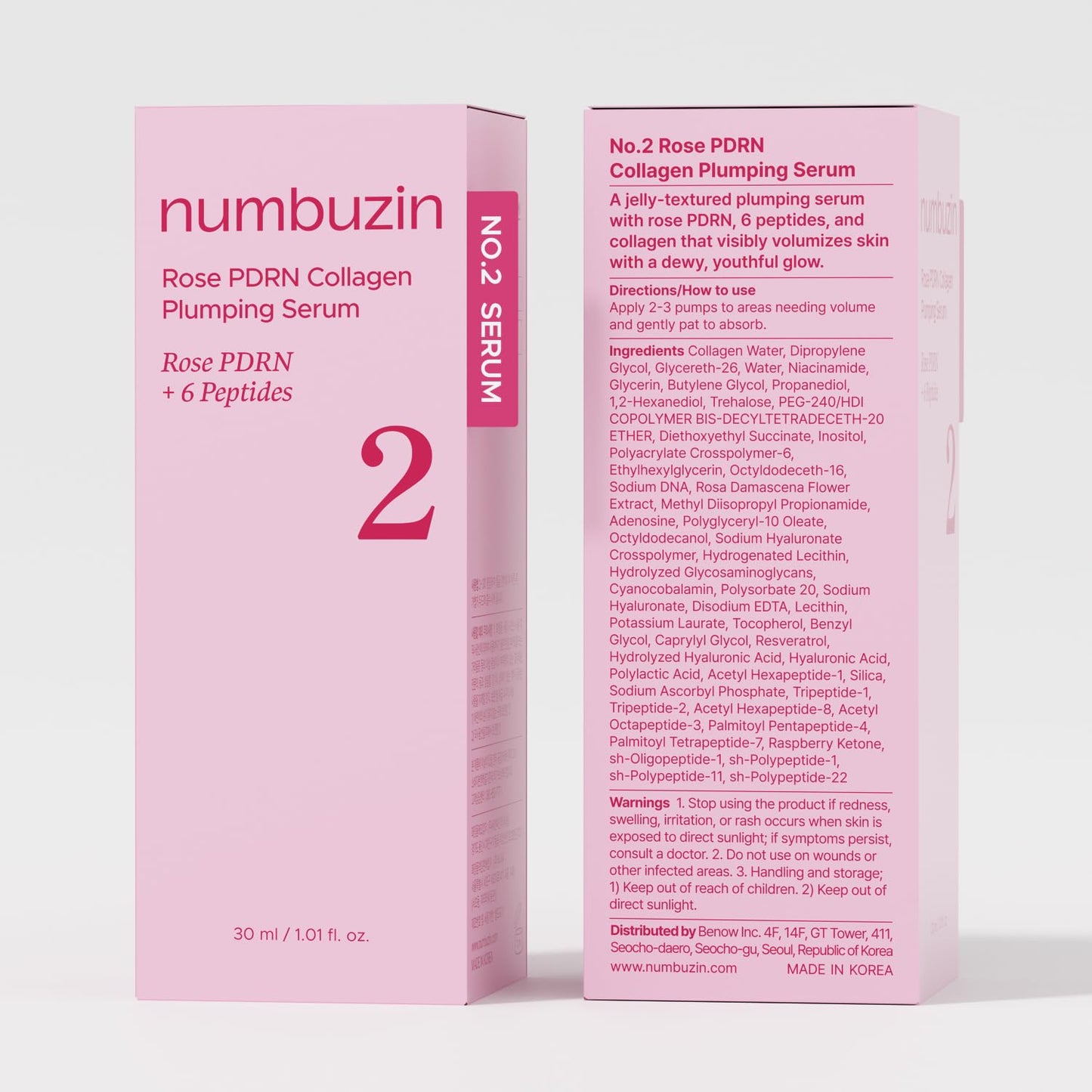 numbuzin No.2 Rose PDRN Collagen Plumping Serum, Hydrating & Firming Serum with Peptides, Plump, Glowing Skin