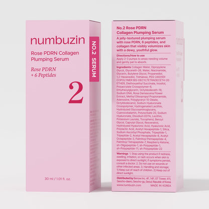 numbuzin No.2 Rose PDRN Collagen Plumping Serum, Hydrating & Firming Serum with Peptides, Plump, Glowing Skin
