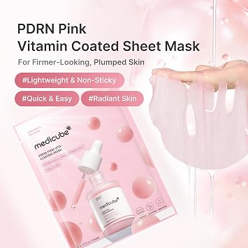 medicube Salmon DNA PDRN Pink Vitamin Coated Sheet Mask (1 mask)-Sheet Mask for Hydration, Firming, and Balanced Skin - Luxurious At-Home Care, Korean Skin Care, 0.77oz