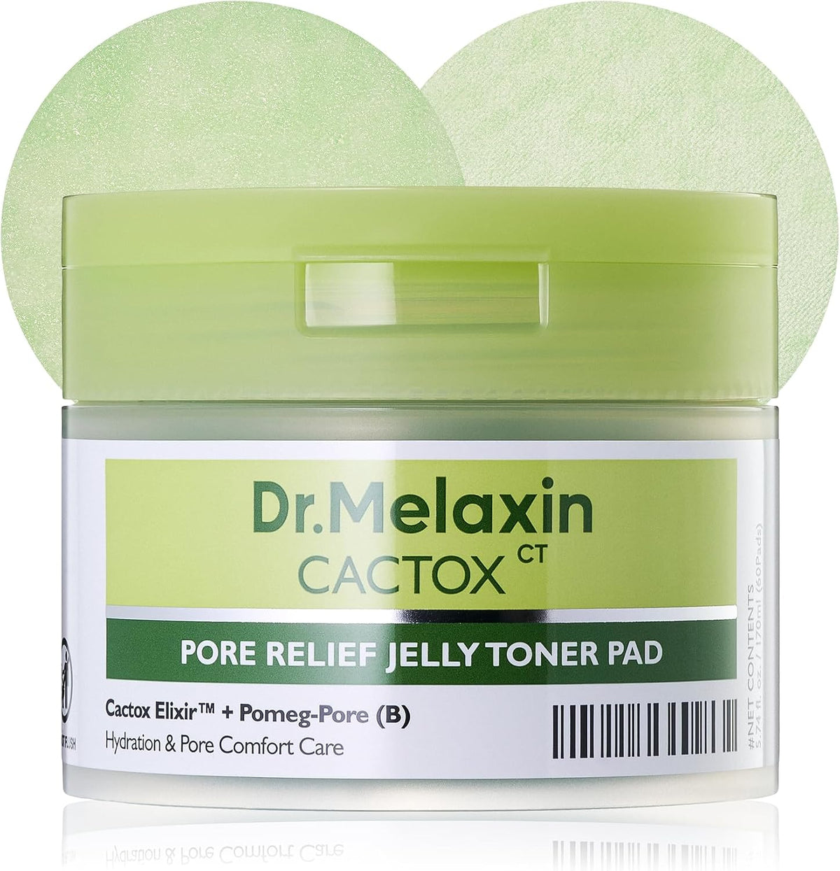 Dr.Melaxin Cactox Pore Relief Jelly Toner Pads – Cooling & De-Puffing Exfoliating Toner Pads for Enlarged Pores & Puffy Skin, Hydrating Korean Toner Pads with Cactus Extract & PHA, 60 Pads