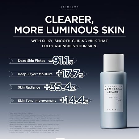 SKIN1004 Hyalu TECA Glass Skin Milk, Hydrating Face Moisturizer for a Dewy Glow, Milky Toner with Hyaluronic Acid for Deep Moisture, Peptides for Elasticity