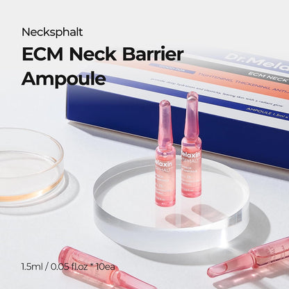 Dr.Melaxin Neck Tightening Ampoule – Firming & Lifting Ampoule for Neck Wrinkles & Sagging Skin, Necksphalt ECM Barrier Anti-Aging Korean Neck Care Treatment, 1.5ml×10ea