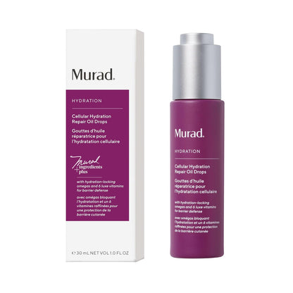 Murad Cellular Hydration Repair Oil Drops - Multi-Vitamin Blend, Hydrating multi-vitamin face oil with Bilberry Seed Oil strengthens the skin barrier and relieves redness for glowy skin