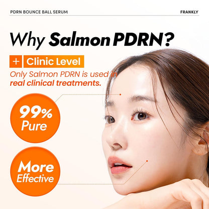 FRANKLY Salmon PDRN Bounce Ball Serum – 99% Pure Salmon DNA PDRN for Post Microneedling Recovery, Redness & Damaged Skin Repair | Glass Skin Korean Skincare | Lightweight, Non Sticky