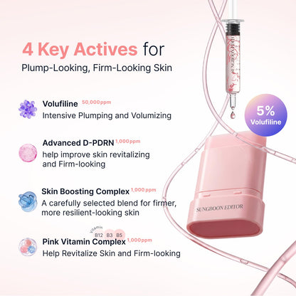 SUNGBOON EDITOR Pink PDRN & Volufiline Multi Balm, All-in-One Balm - Formulated with 5% Volufiline, a premium patented ingredient, to help visibly plump, smooth, and support a fuller-looking, bouncy complexion