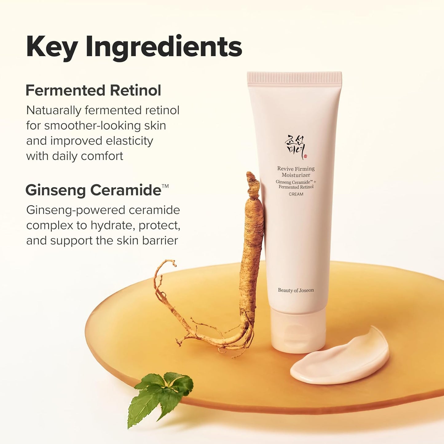 Beauty of Joseon Revive Firming Moisturizer Ginseng Ceramide + Fermented Retinol for Dry, Sensitive Skin Korean Skincare for Women and Men