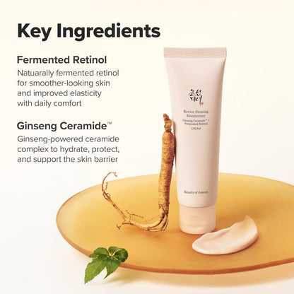 Beauty of Joseon Revive Firming Moisturizer Ginseng Ceramide + Fermented Retinol for Dry, Sensitive Skin Korean Skincare for Women and Men