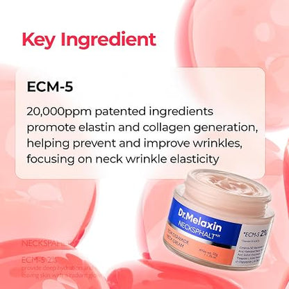Dr.Melaxin Necksphalt Firming Cream with ECM-5 20,000ppm, Firming & Lifting Neck Cream for Wrinkles & Sagging Skin, Ceramide & Collagen for Elasticity & Radiant Glow