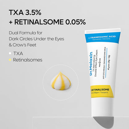 DR.MELAXIN TX Tranexamic Acid Retinalsome Dual Eye Cream with Adenosine Niacinamide for Dark circle Repairing, Daily Anti-Aging Under Eye Care
