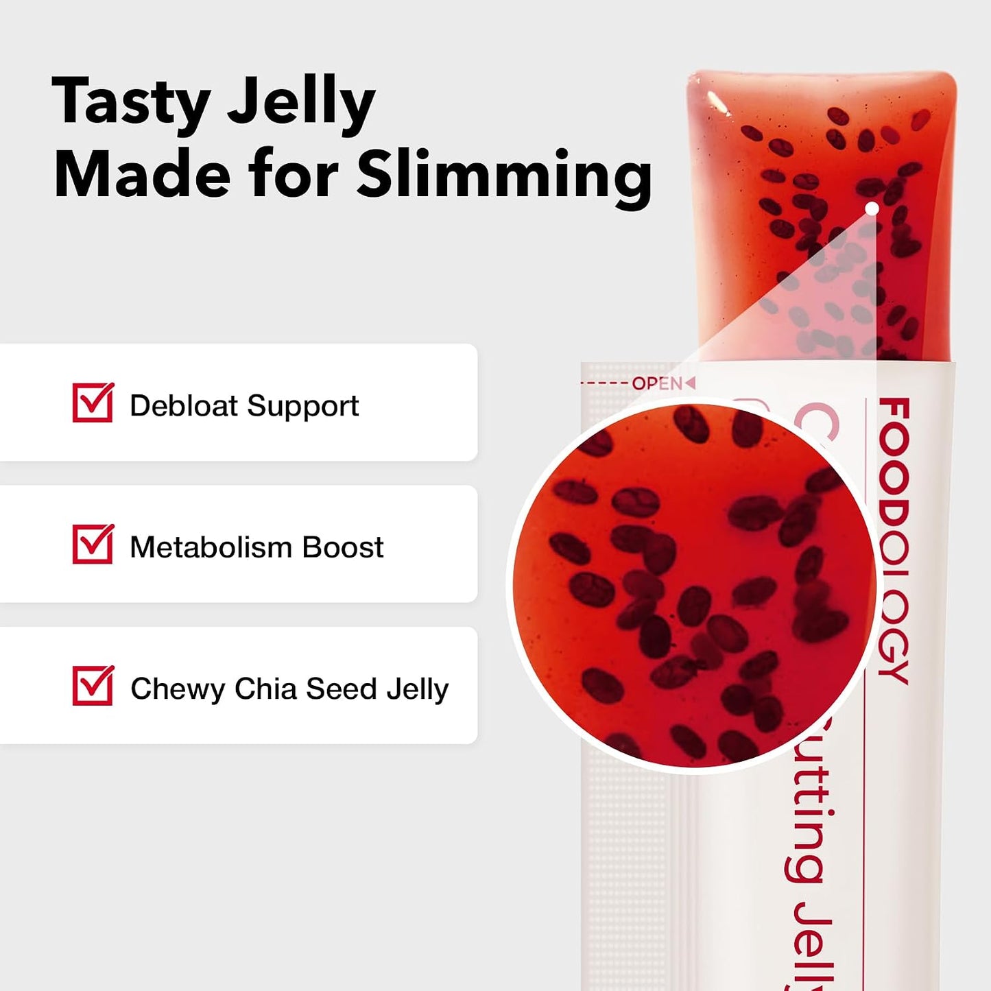 FOODOLOGY Coleology Cutting Jelly, Slimming Jelly Pomegranate, 1 Stick, Dietary Fiber Supplement for Weight Management, Chia Seeds & Garcinia Cambogia, Korean Weigh Loss, Appetite Suppressant
