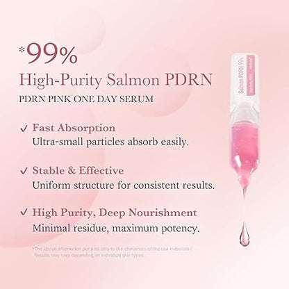 medicube Salmon DNA PDRN Pink One Day Serum - 99% Salmon DNA PDRN Intensive Ampoule, Collagen, Glutathione, Hyaluronic Acid - Improves skin radiance