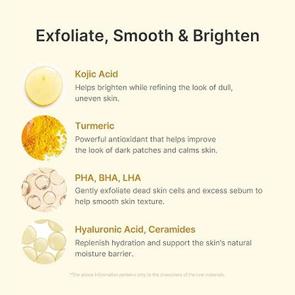 medicube Body Peel Shot with Kojic Acid and Turmeric | Gentle Body Brightening & Exfoliating Serum with BHA, LHA & PHA for Dead Skin Cells, Uneven Looking Skin & Excess Sebum